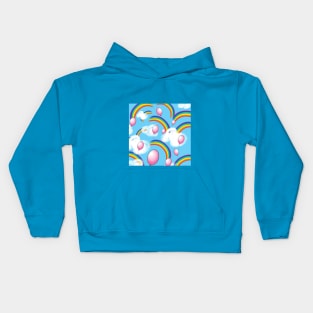 rainbow, balls and clouds Kids Hoodie